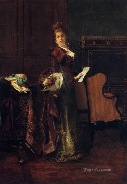 アルフレッド・スティーブンス Painting - 『ラブレター』の女性 ベルギーの画家 アルフレッド・スティーブンス